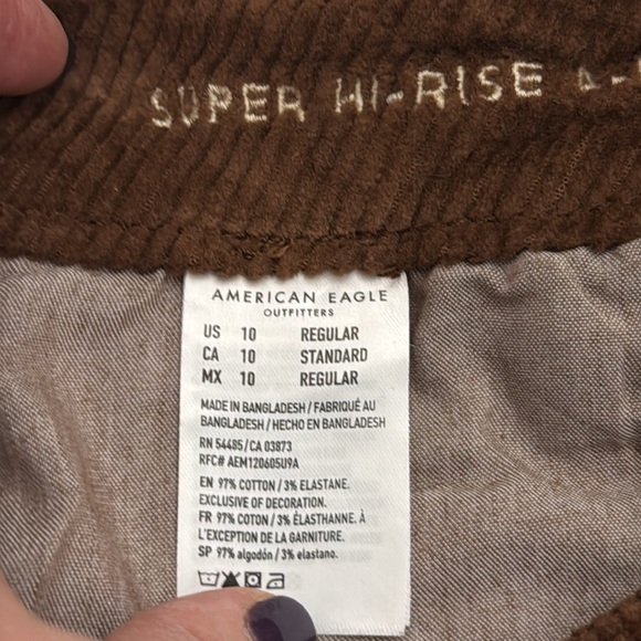 AMERICAN EAGLE OUTFITTERS brown super hi-rise a-line corduroy skirt  size 10 - Picture 7 of 9